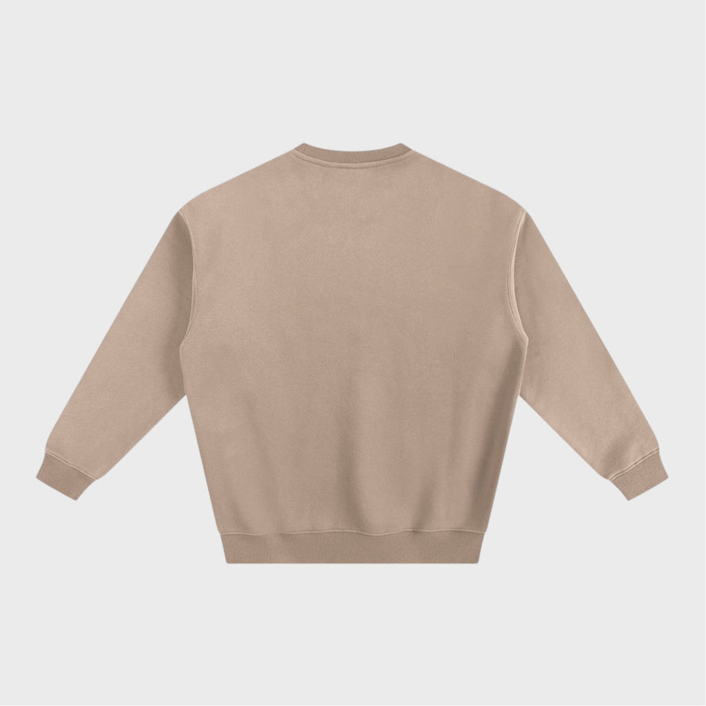Best In Leisure Heritage Crewneck in gray apricot heavyweight fleece by Companion Club