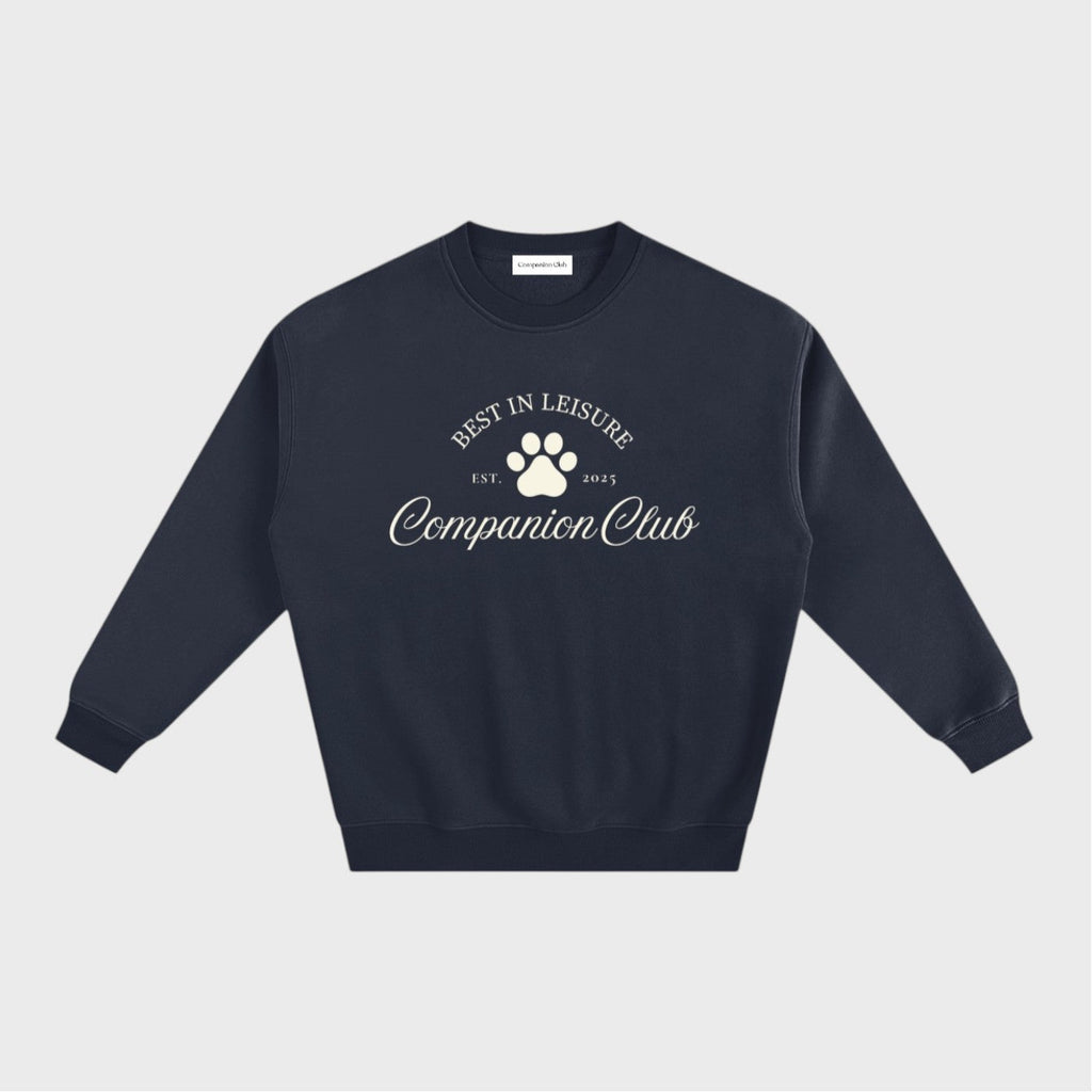 Best In Leisure Heritage Crewneck in navy blue heavyweight fleece by Companion Club