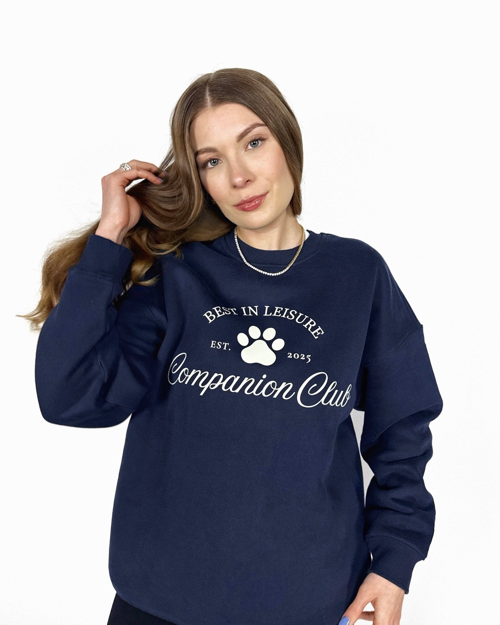 Best In Leisure Heritage Crewneck in navy blue heavyweight fleece by Companion Club