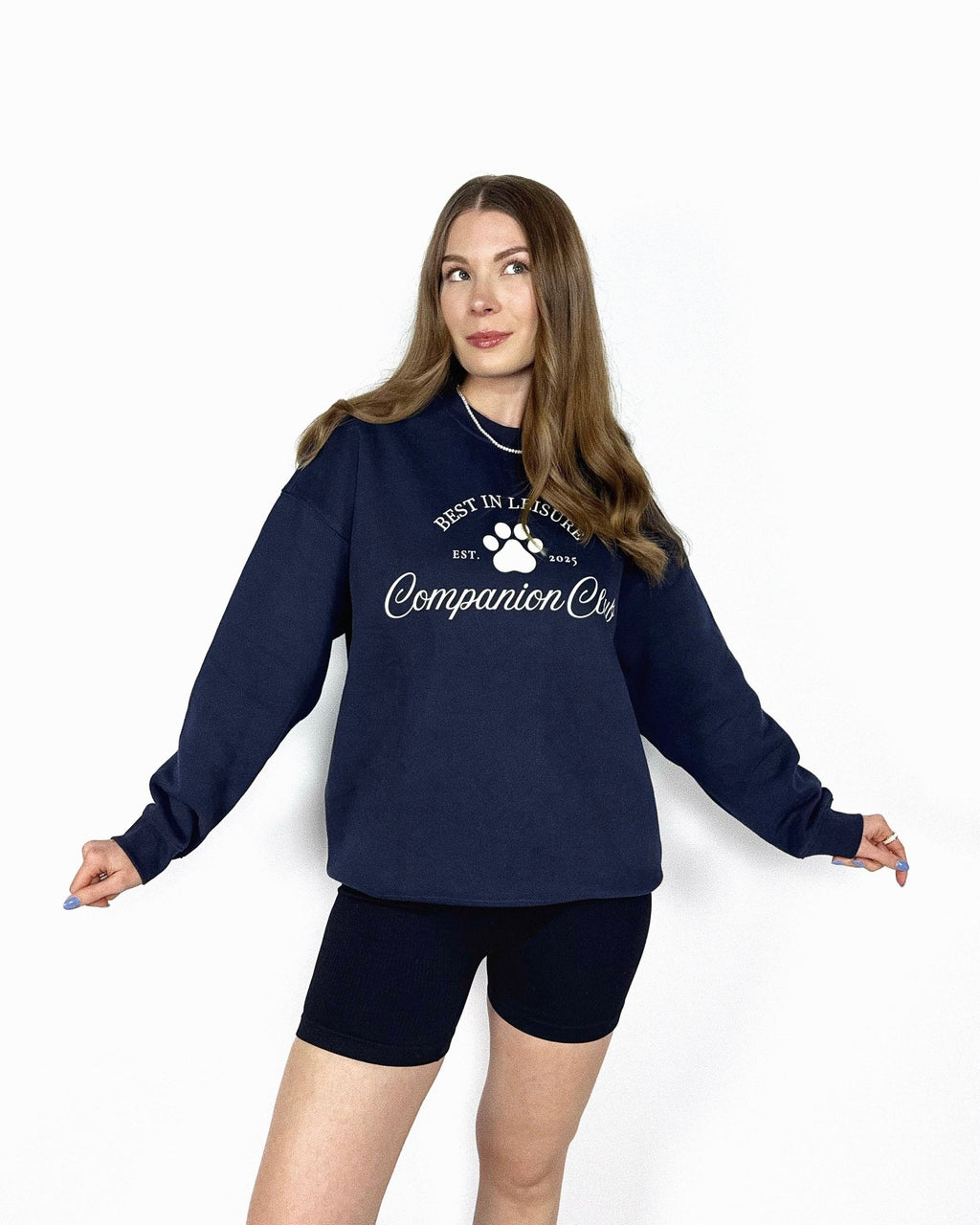 Best In Leisure Heritage Crewneck in navy blue heavyweight fleece by Companion Club
