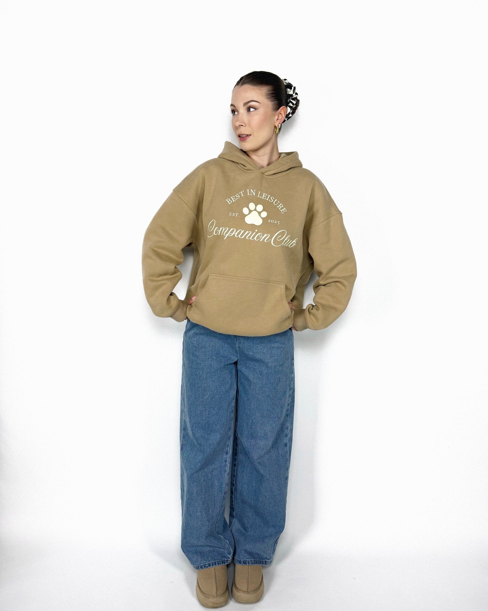 Best In Leisure Heritage Hoodie in gray apricot heavyweight fleece by Companion Club