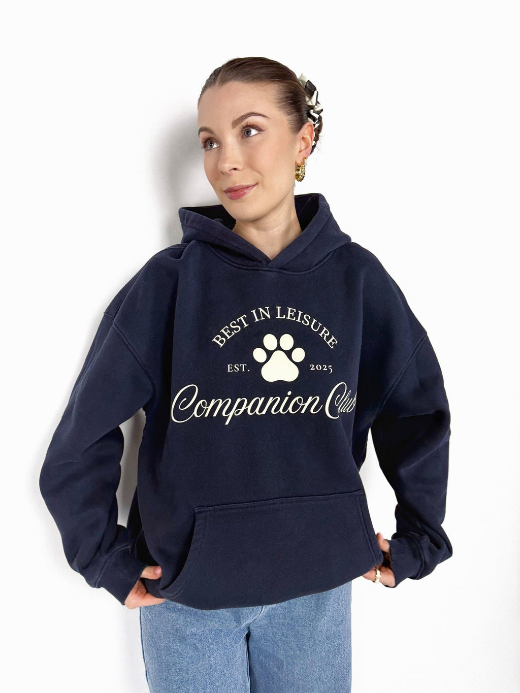 Best In Leisure Heritage Hoodie in navy blue heavyweight fleece by Companion Club