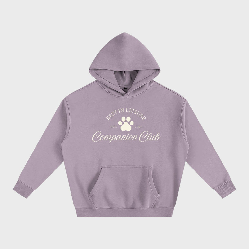 Best In Leisure Heritage Hoodie in dark purple heavyweight fleece by Companion Club