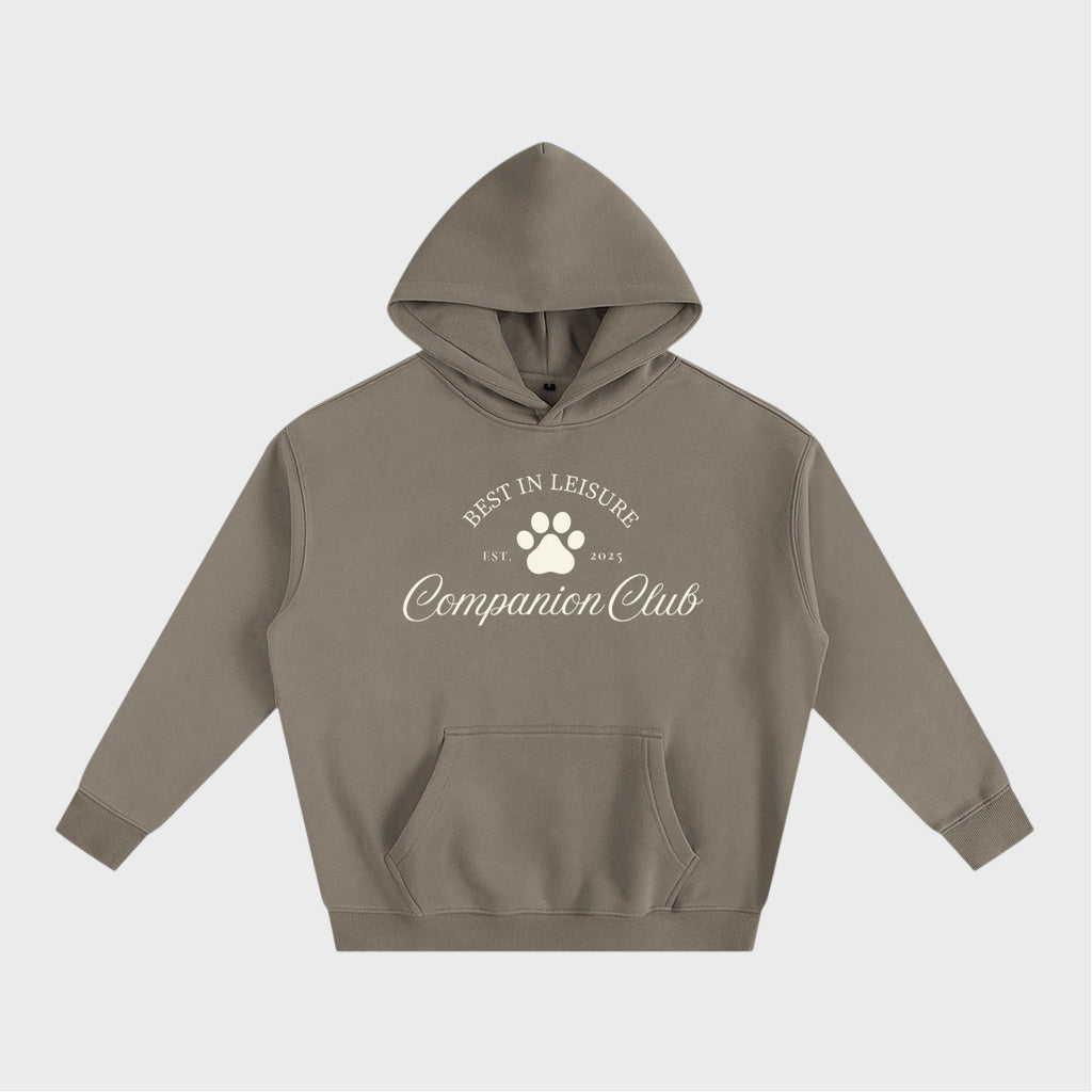 Best In Leisure Heritage Hoodie in gray coffee heavyweight fleece by Companion Club