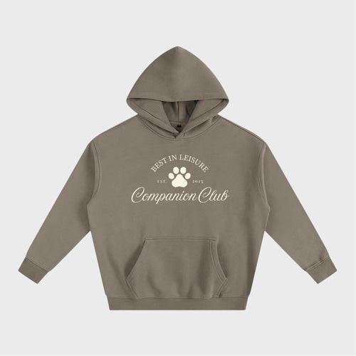 Best In Leisure Heritage Hoodie in gray coffee heavyweight fleece by Companion Club