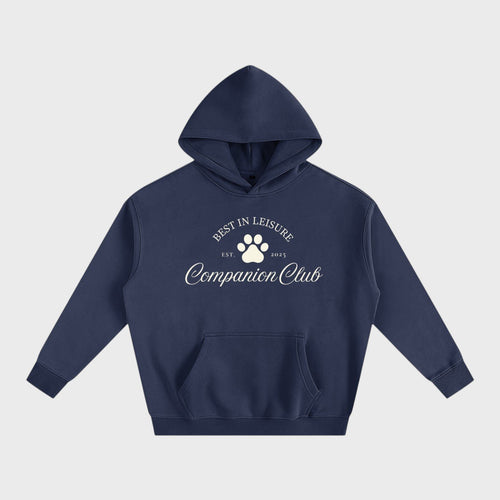 Best In Leisure Heritage Hoodie in navy blue heavyweight fleece by Companion Club