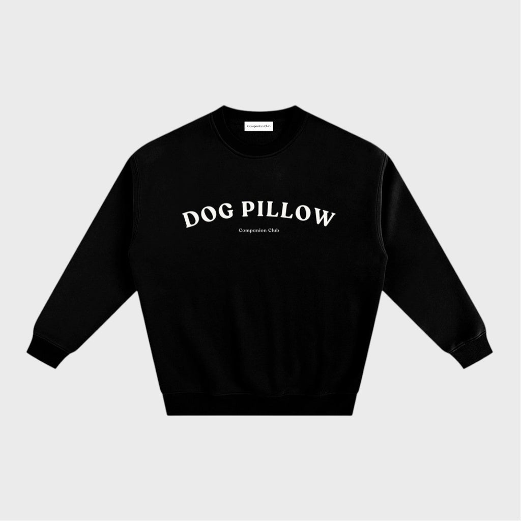 Dog Pillow Crewneck in black heavyweight fleece by Companion Club