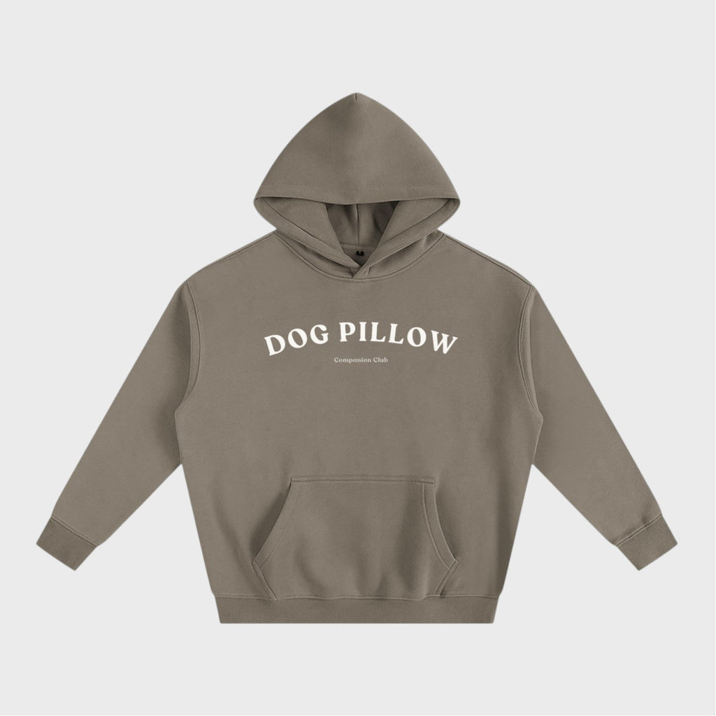 Dog Pillow Hoodie in gray coffee heavyweight fleece by Companion Club