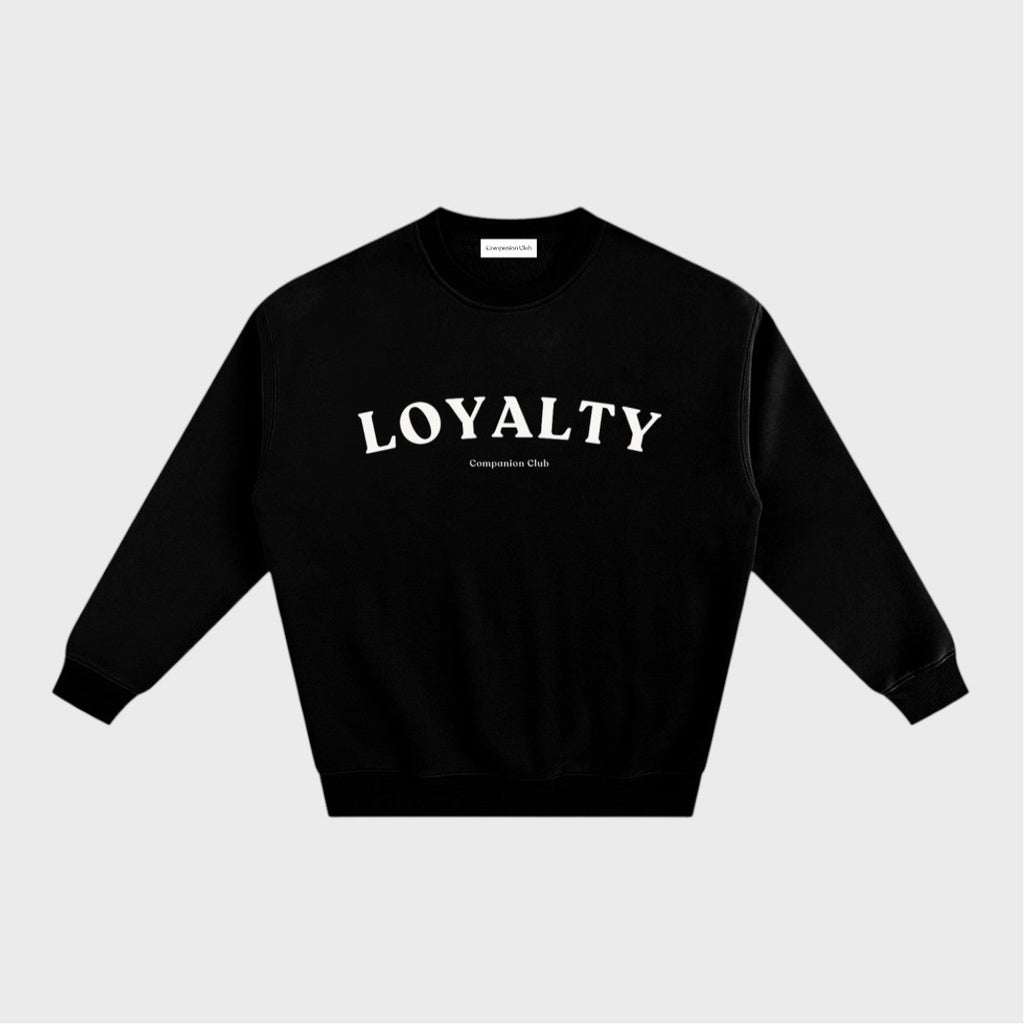 Loyalty Crewneck in black heavyweight fleece by Companion Club