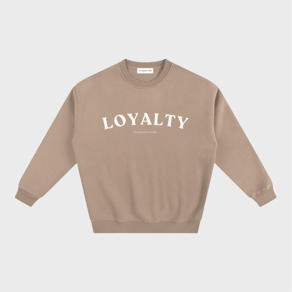 Loyalty Crewneck in gray apricot heavyweight fleece by Companion Club