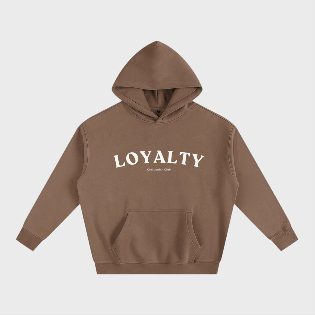 Loyalty Hoodie in brown heavyweight fleece by Companion Club