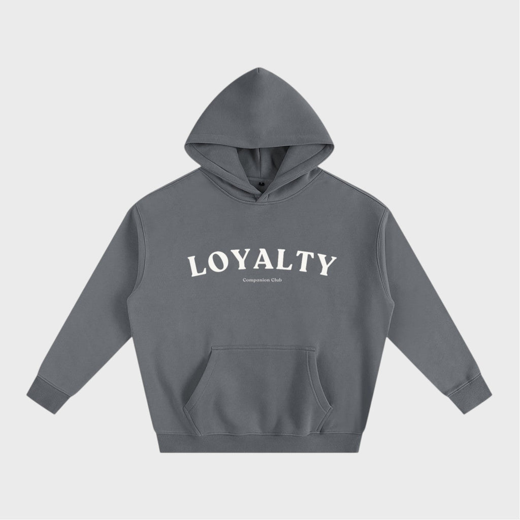 Loyalty Hoodie in gray heavyweight fleece by Companion Club