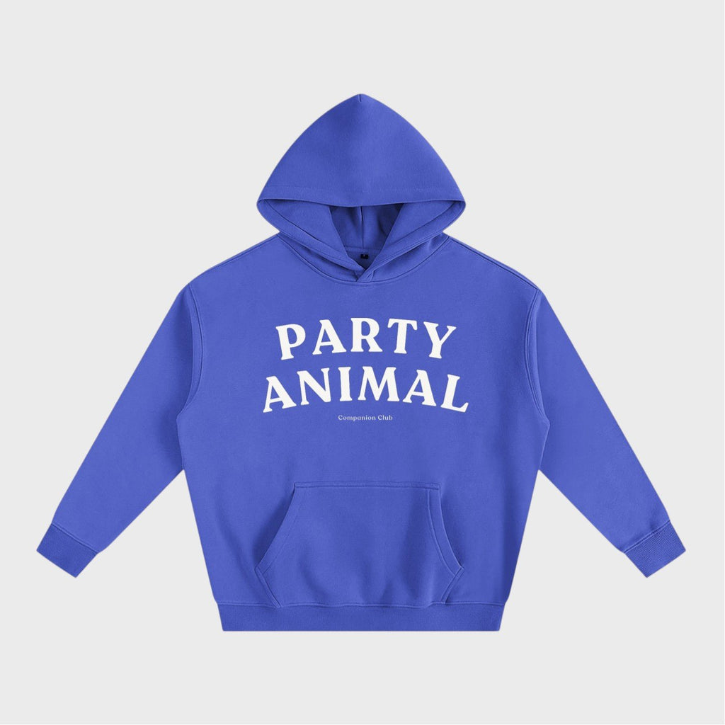 Party Animal Hoodie in klein blue heavyweight fleece by Companion Club